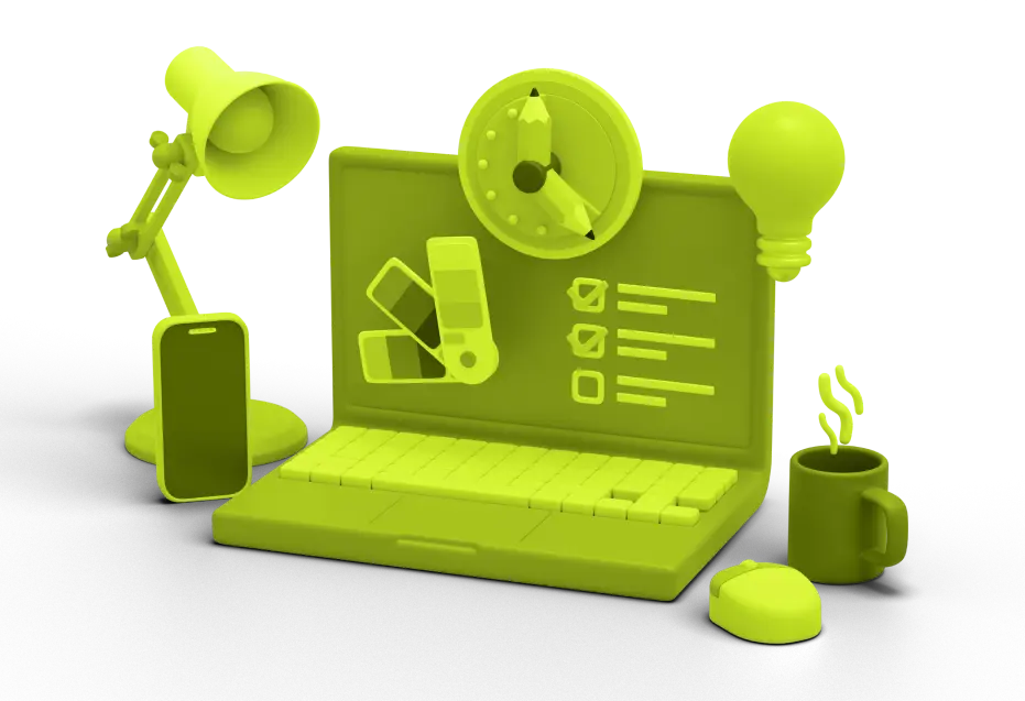 3D illustration of modern workspace with automation tools